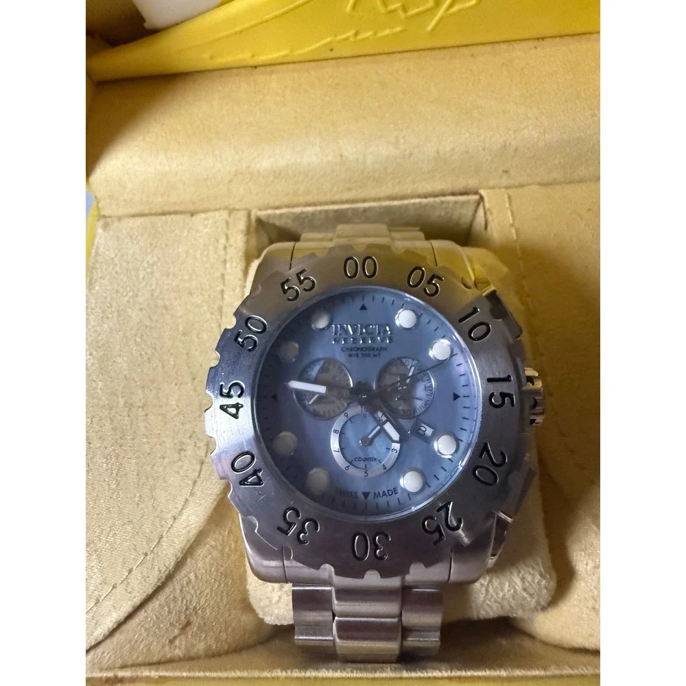 Invicta Reserve Chronograph 1022 Swiss Made Blue Dial Stainless Steel Watch Read